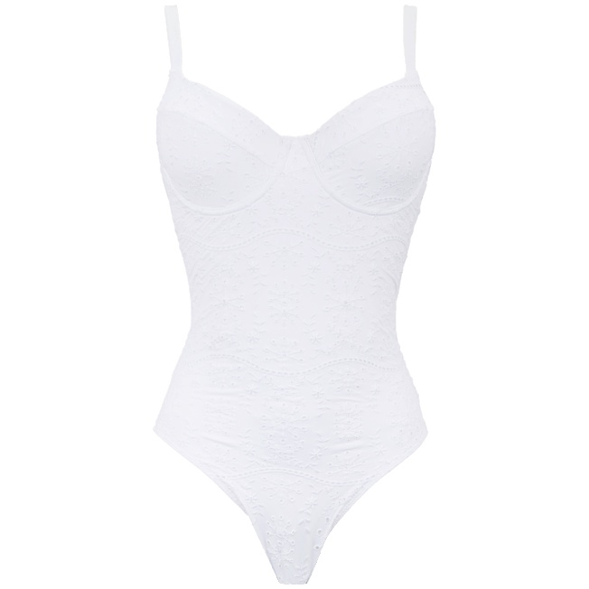 Women V-neckline One-piece Swimsuit Broderies Anglaises - 1