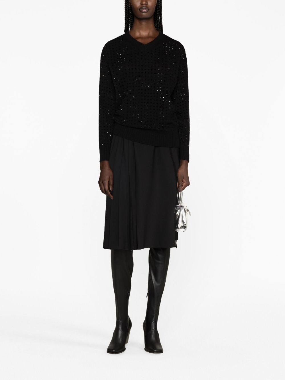 rhinestone-embellished fine-knit jumper - 2