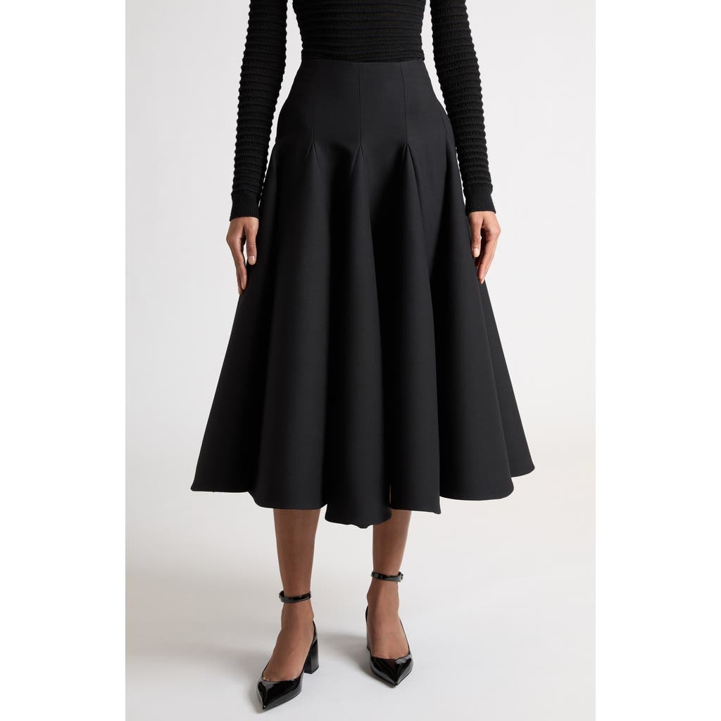 Valentino Garavani Pleated Crepe Couture A-Line Midi Skirt in Nero at Nordstrom - 1