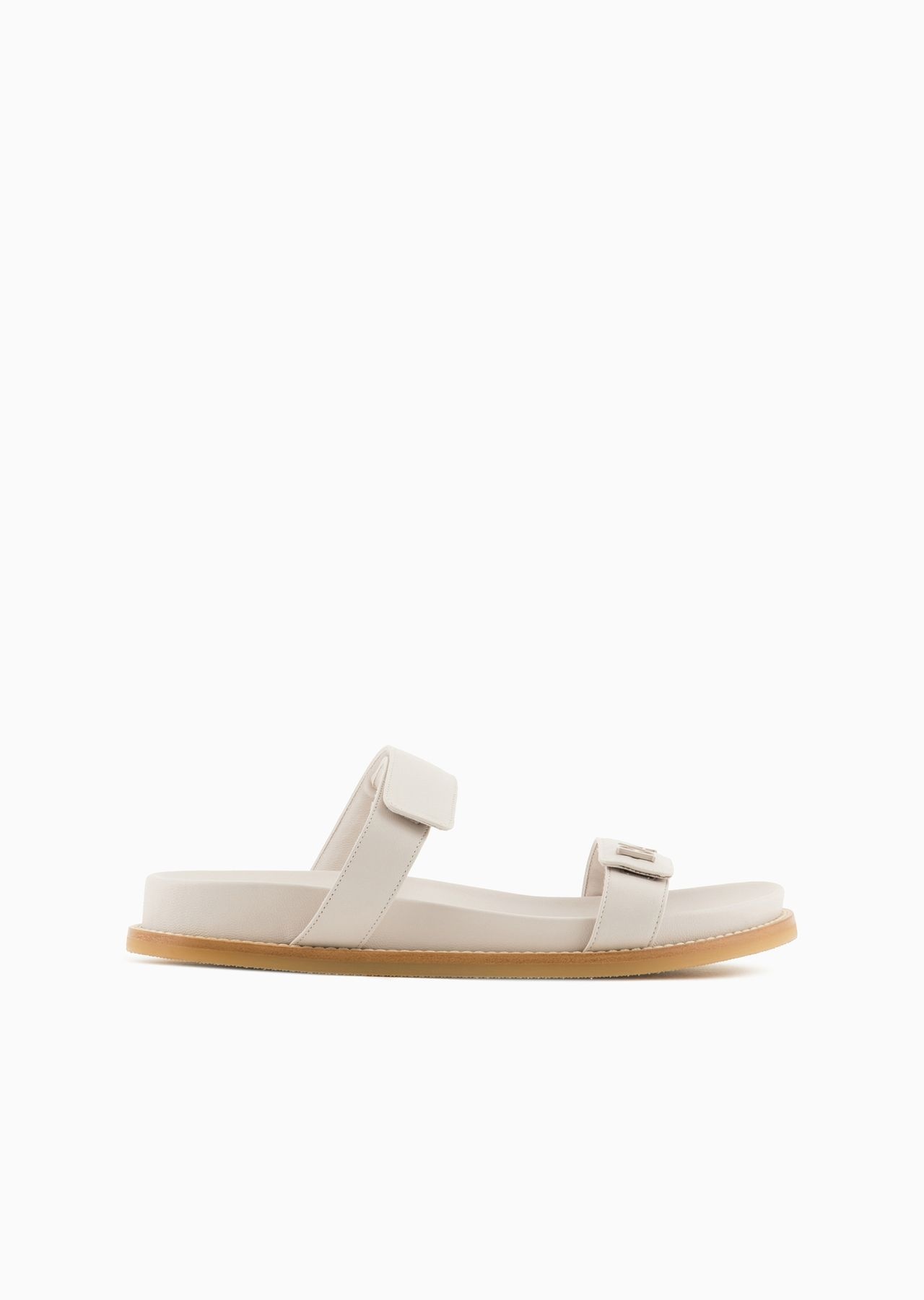 Double-band sandals in nappa leather with EA logo - 1