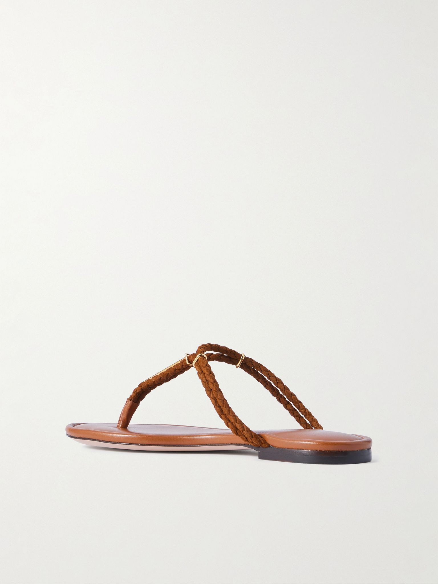 Lily leather-trimmed embellished braided suede sandals Tan - 3