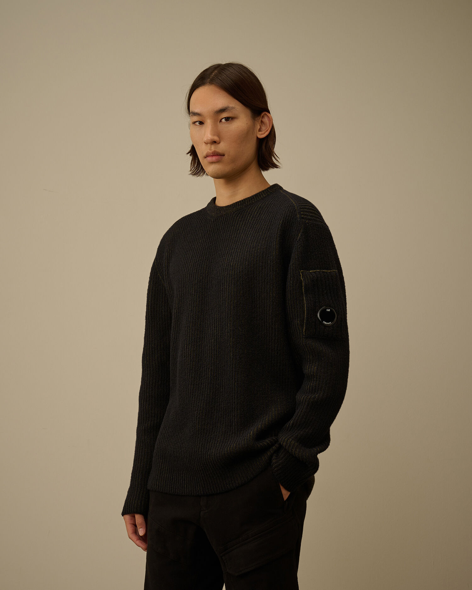 Fleece Knit Crewneck Lens Sweater - 3