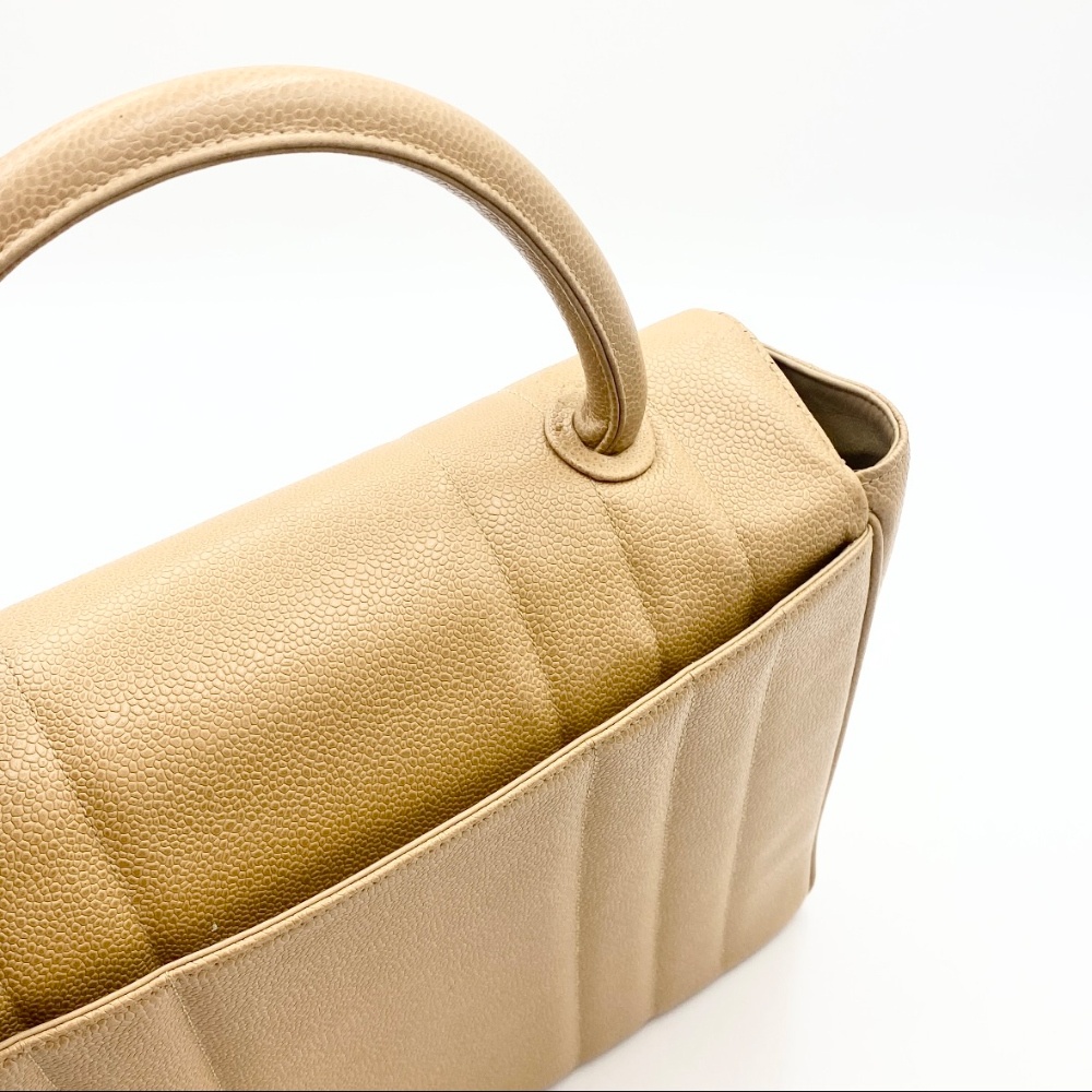 Chanel No.3 Beige Caviar Top Handle Bag - 7