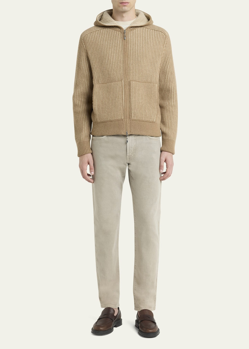 Loro Piana Men's Hooded Cashmere Bomber Sweater outlook
