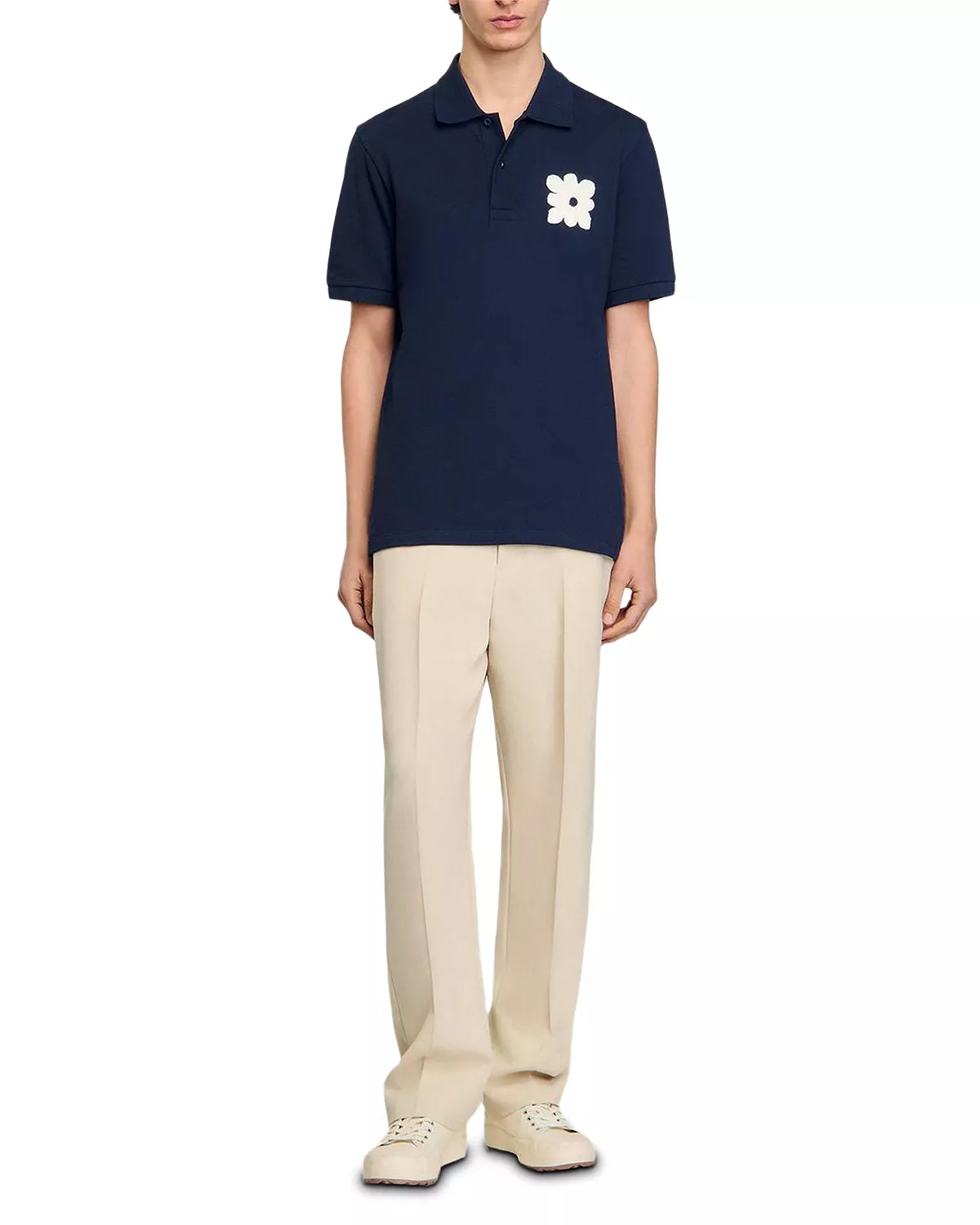 Polo Shirt With Flower Patch - 3