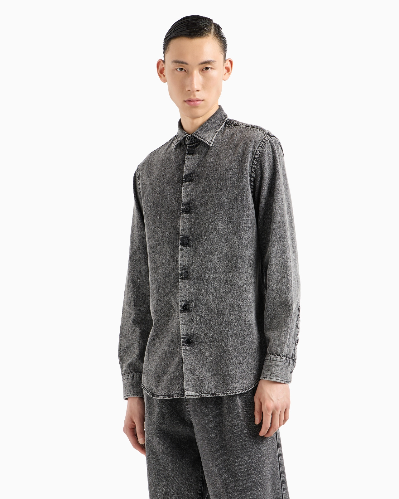 GARMENT-TREATED DENIM SHIRT - 2