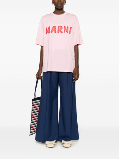 Marni logo-waistband wide-leg trousers outlook