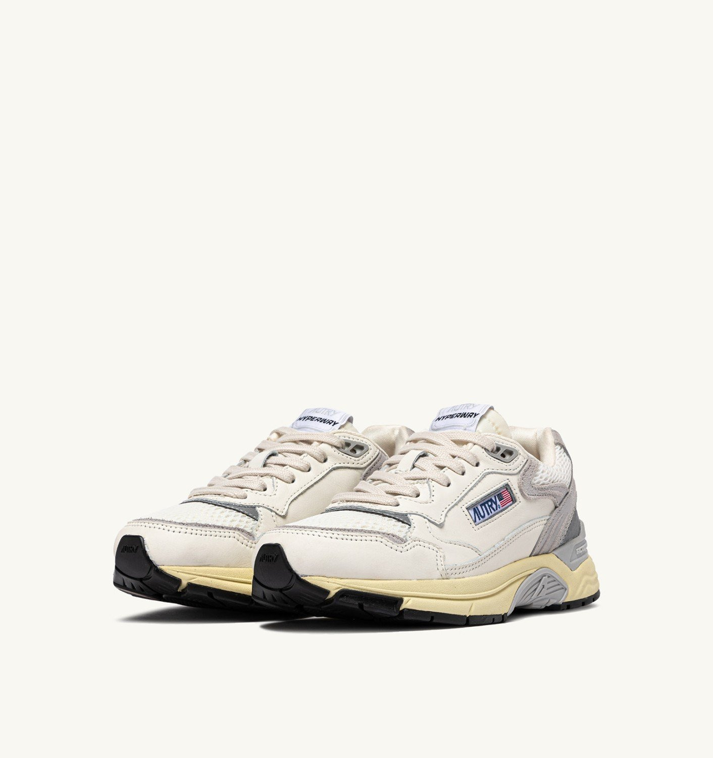 HYPERWAY SNEAKERS IN WHITE AND GRAY SUEDE AND MESH - 2