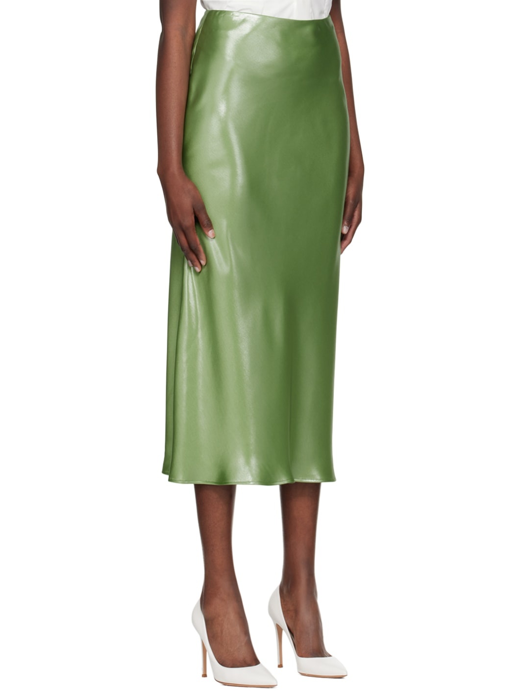 Green Metallic Midi Skirt - 2