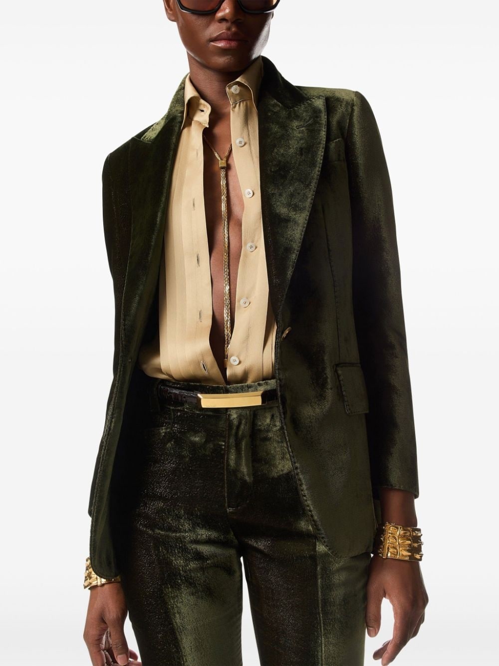 plisse-panel silk shirt - 2