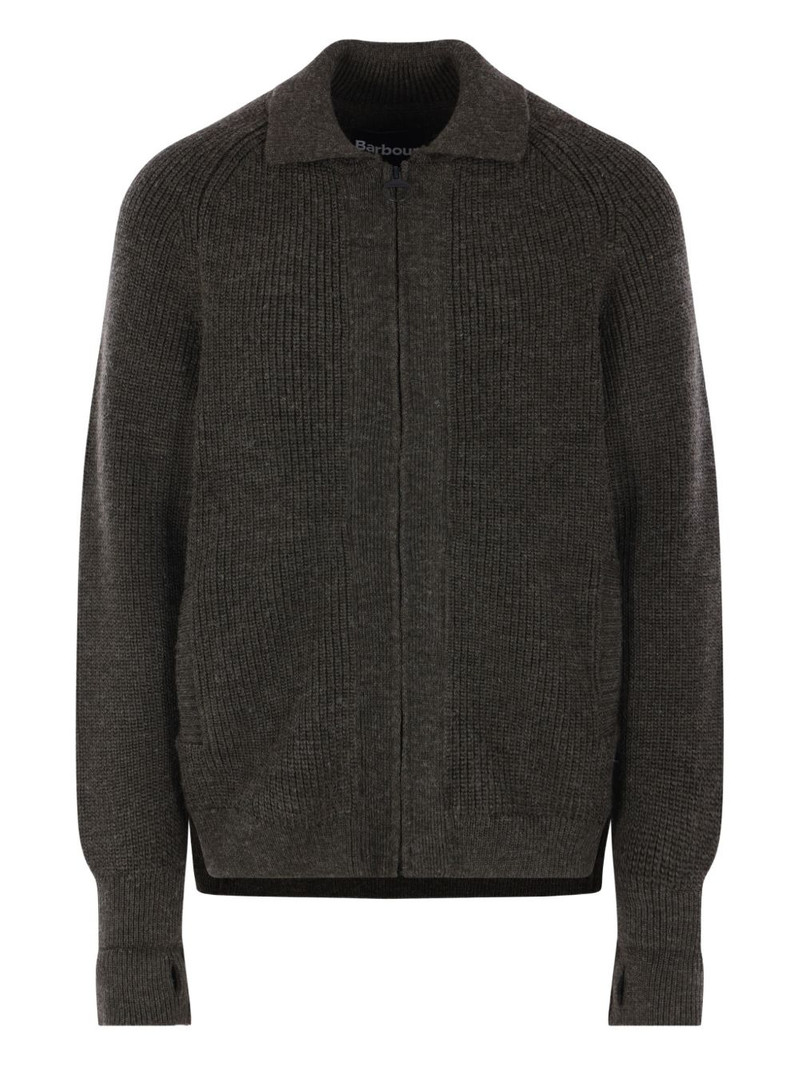 zip-fastening ribbed-knit cardigan 1