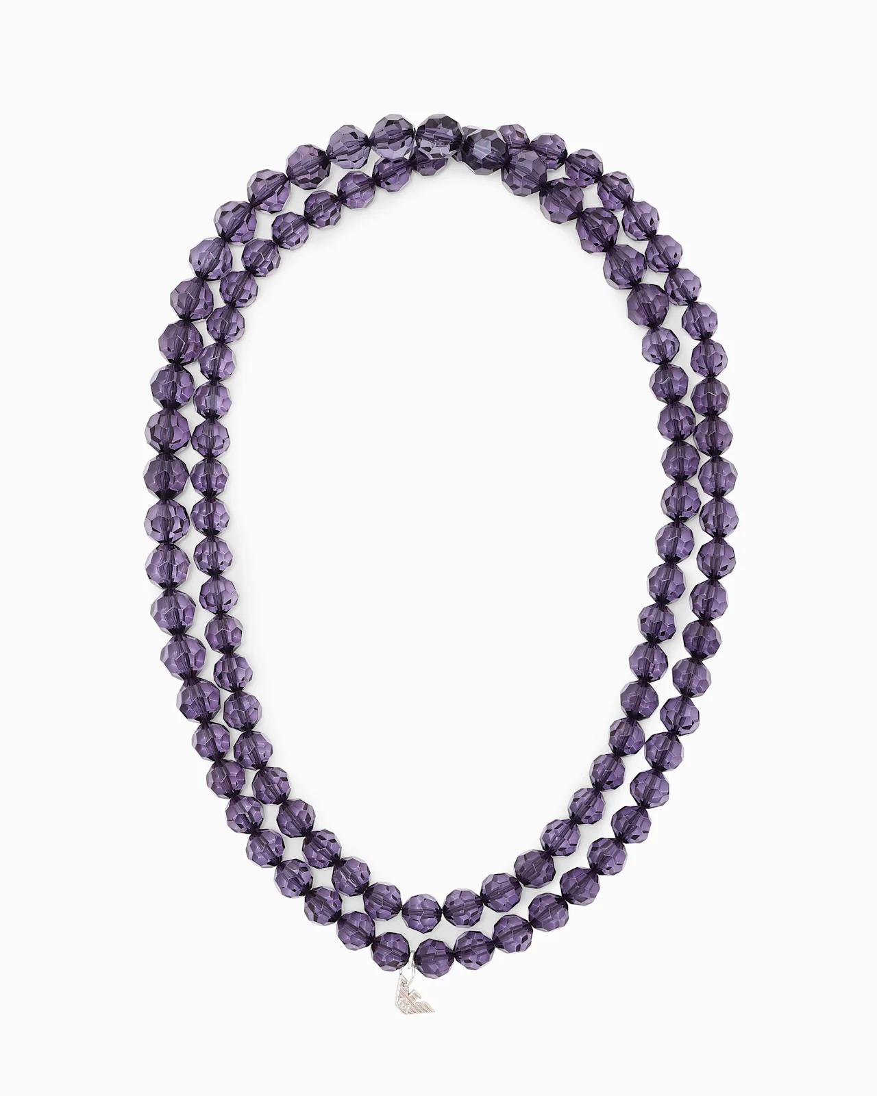DOUBLE-STRAND NECKLACE WITH FACETED BEADS AND A METAL CHARM - 1