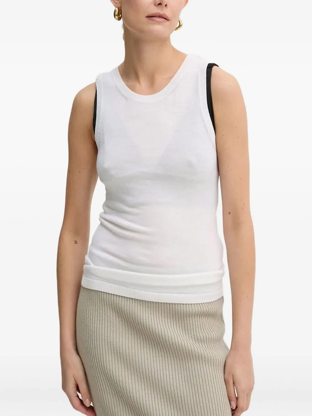 round-neck sleeveless top - 1