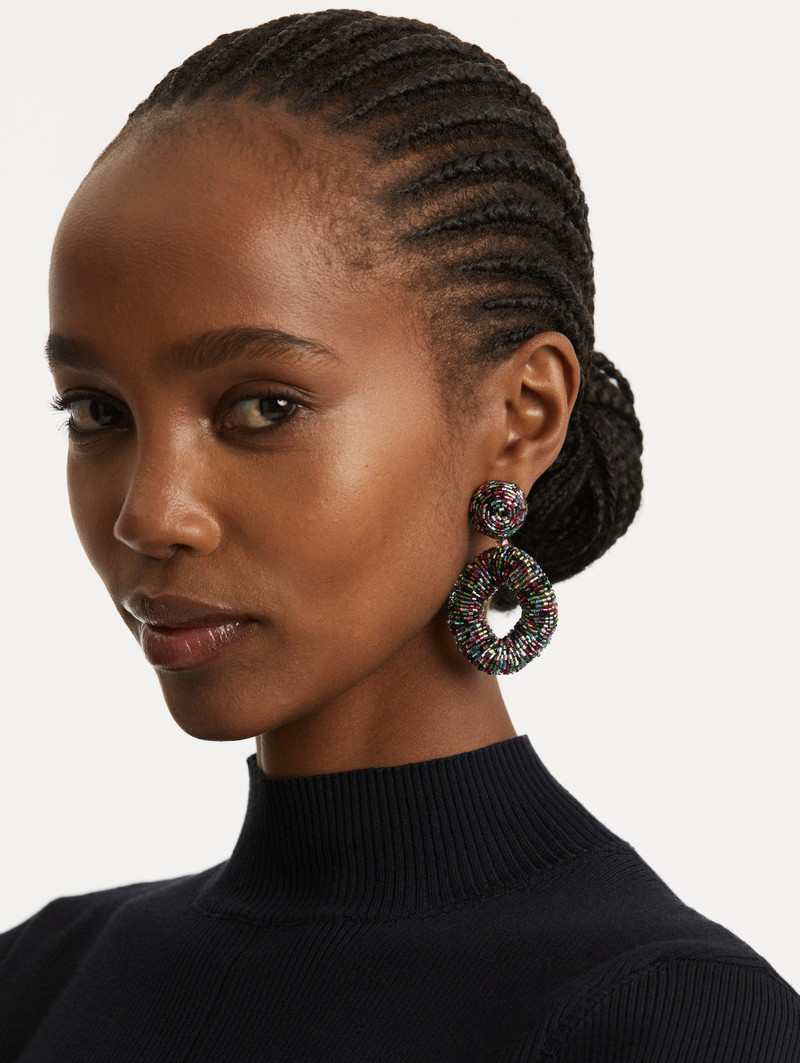 Oscar de la Renta BEADED DROP CLIP-ON EARRINGS outlook