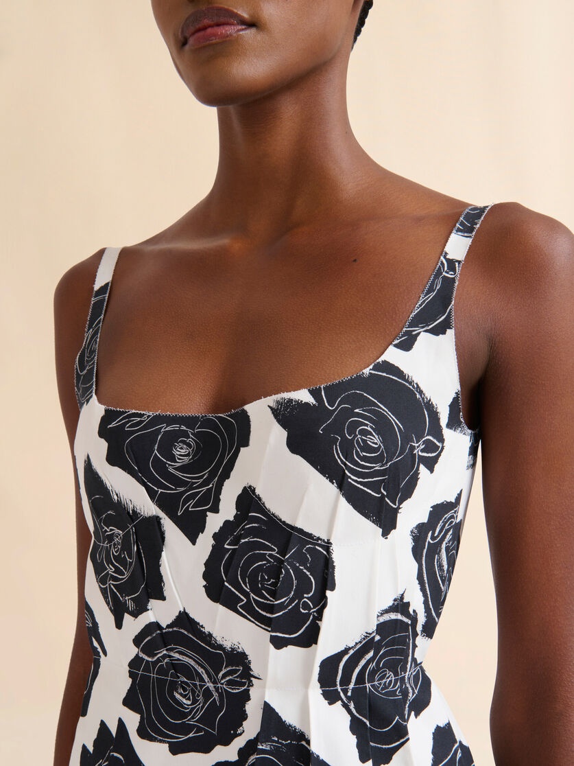 WHITE BONDED POPLIN MINI DRESS WITH LUNA PRINT - 4
