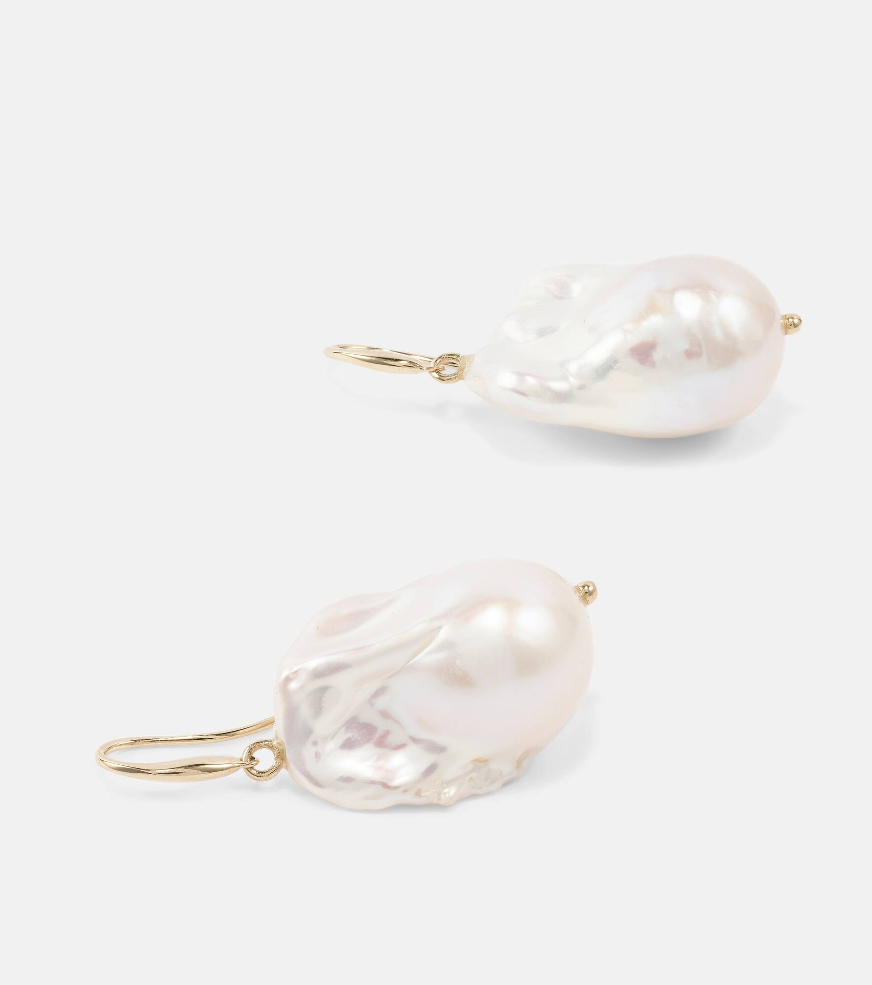 14kt gold drop earrings with baroque pearls - 6