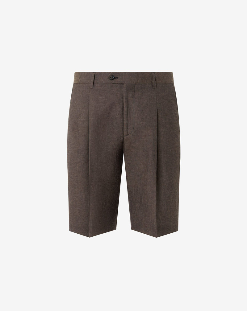 Grey wool and linen Bermuda shorts 1