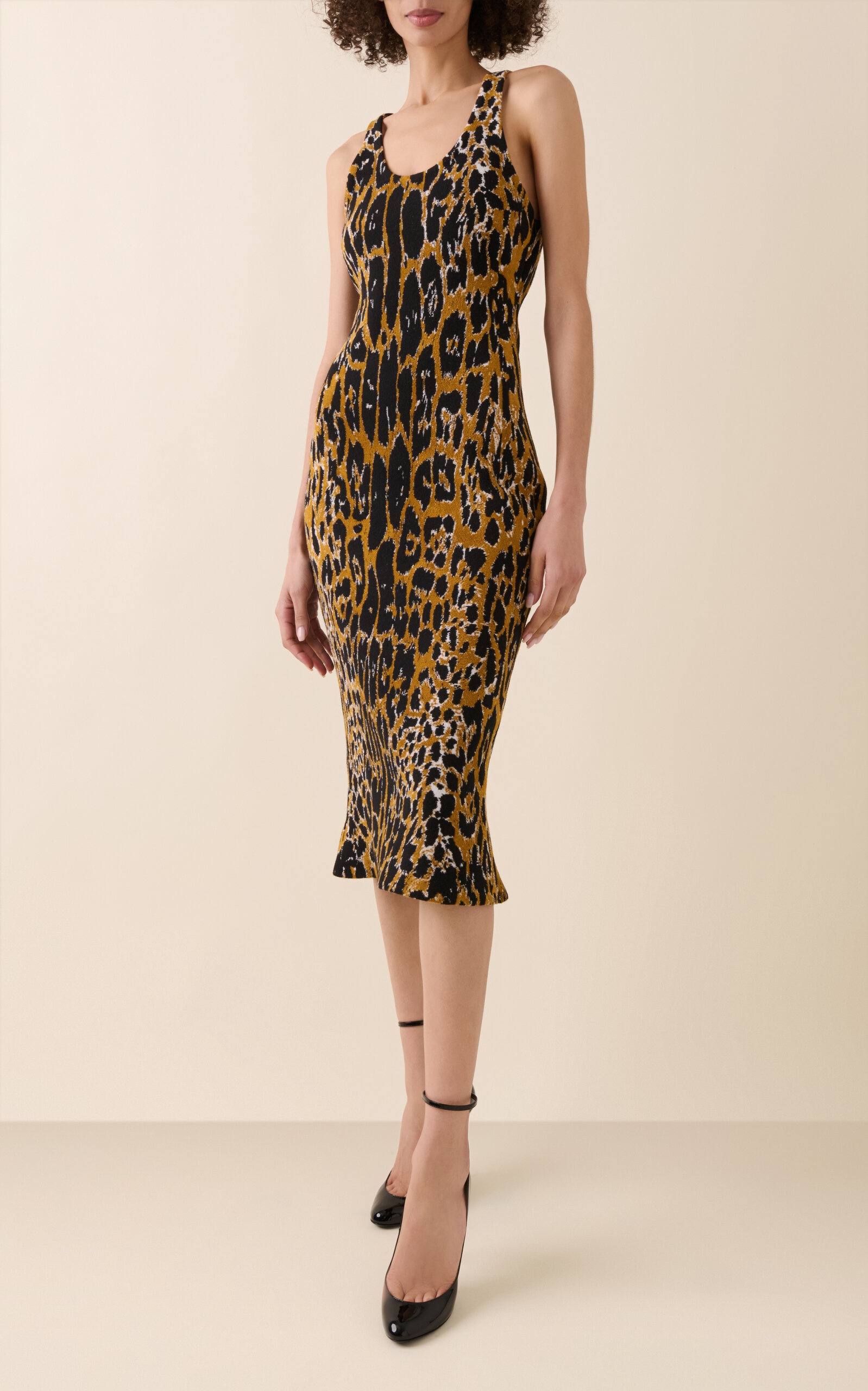 Leopard-Print Knit Midi Tank Dress animal - 3