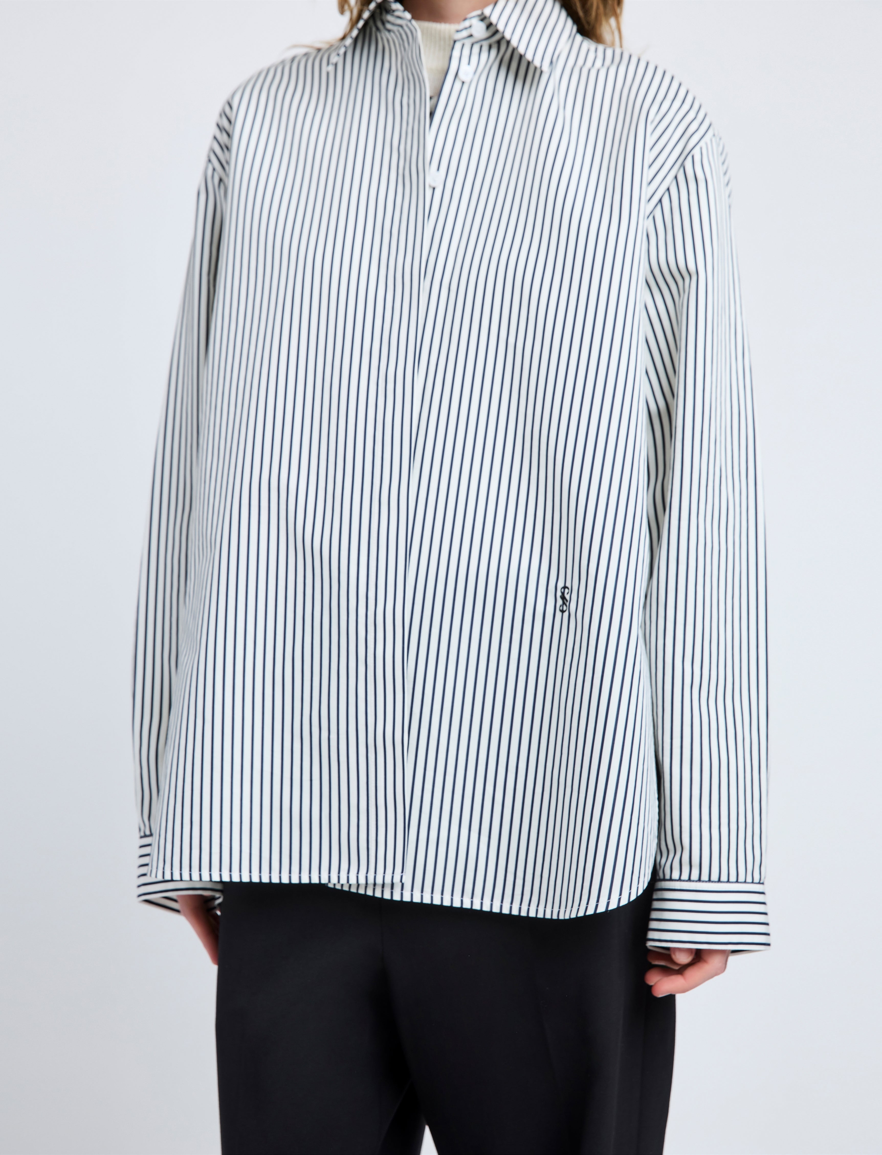 Hunter Top in Stripe Cotton Silk Poplin - 6
