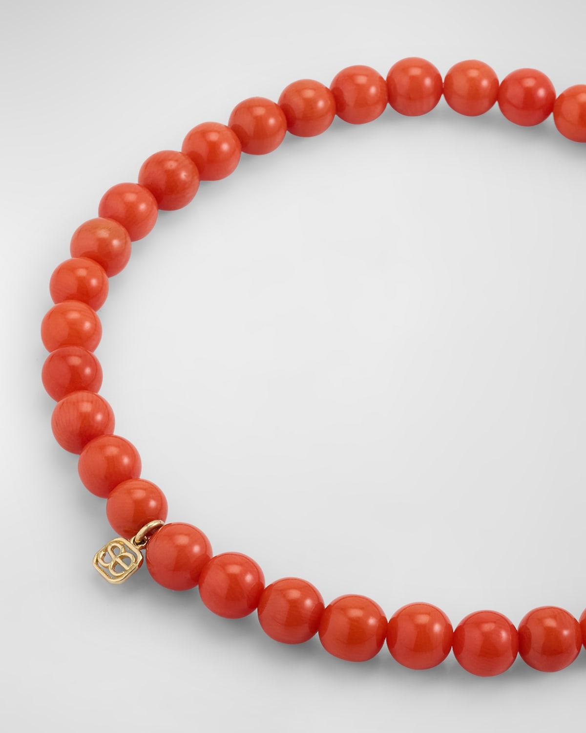 14K Large Evil Eye Charm on Peach Coral Bracelet - 5