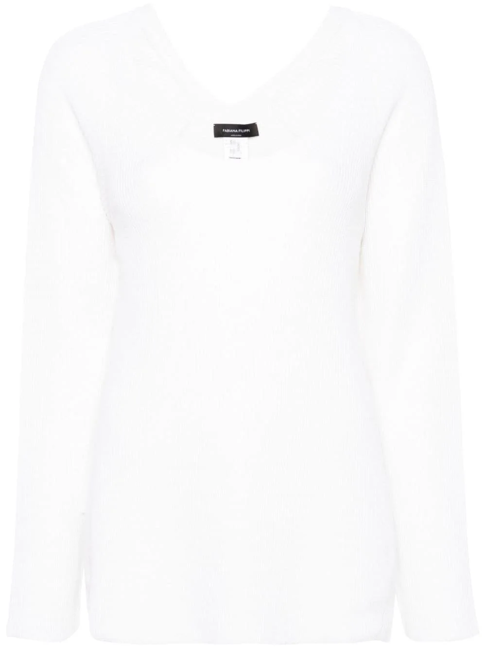 U-neck ribbed-knit jumper - 1