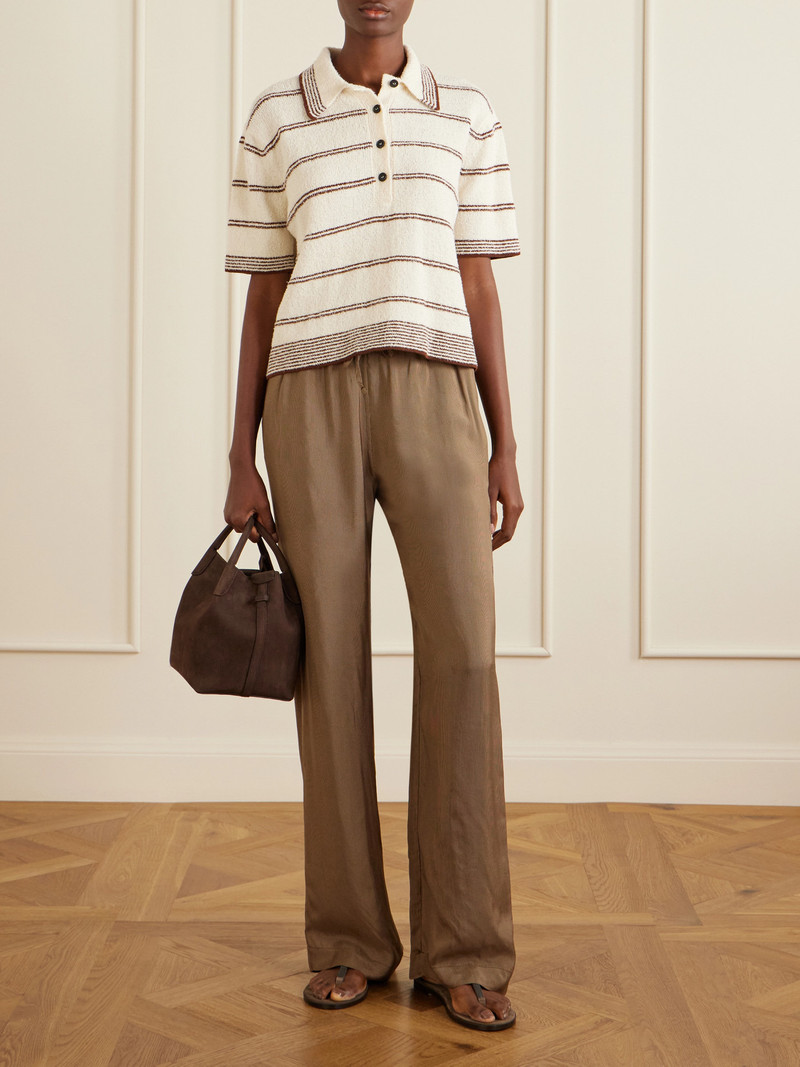 RÓHE Striped Organic Cotton-blend Terry Polo Shirt outlook