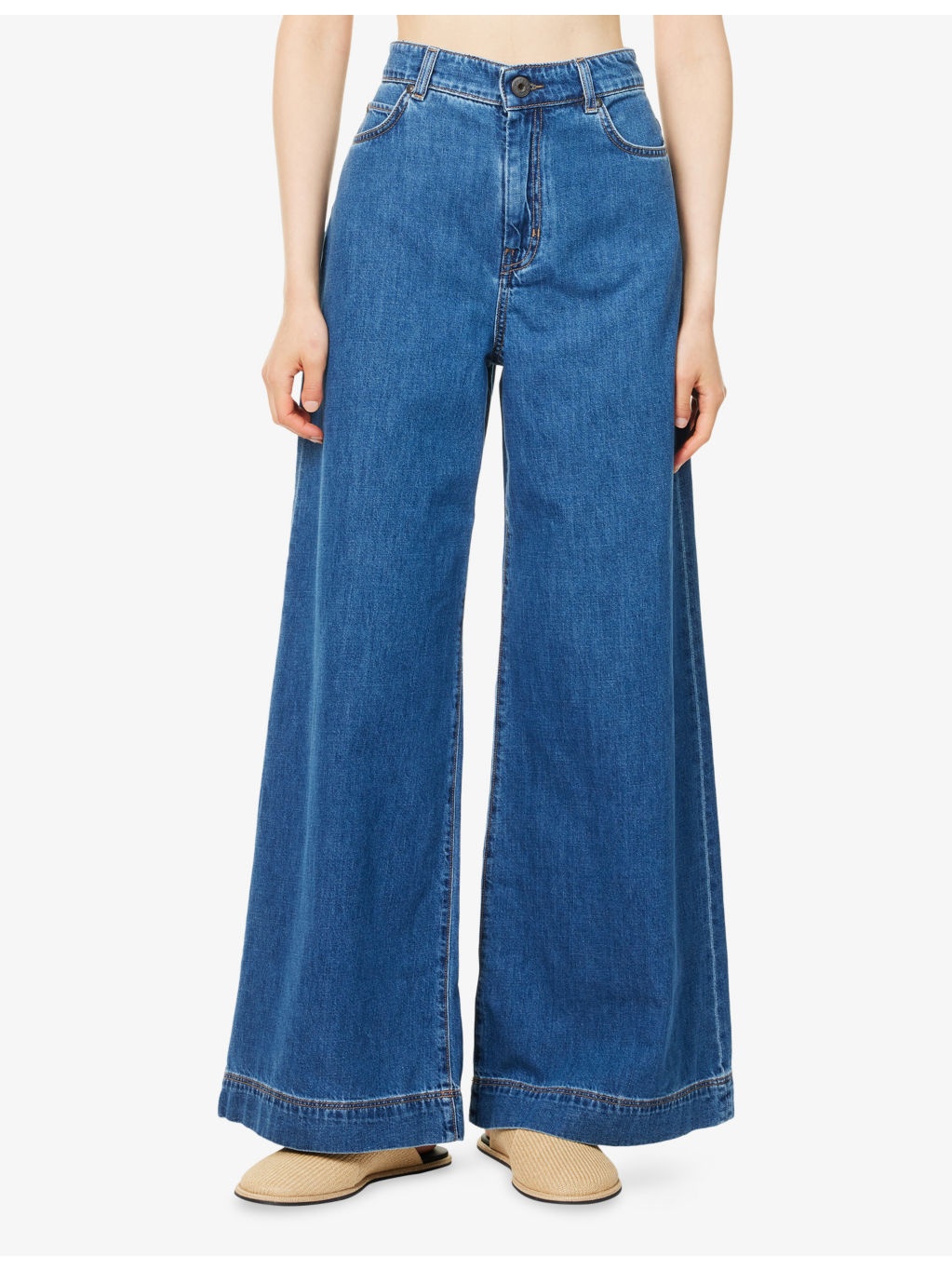 Vega Brand-Patch Wide-Leg Denim Jeans - 3