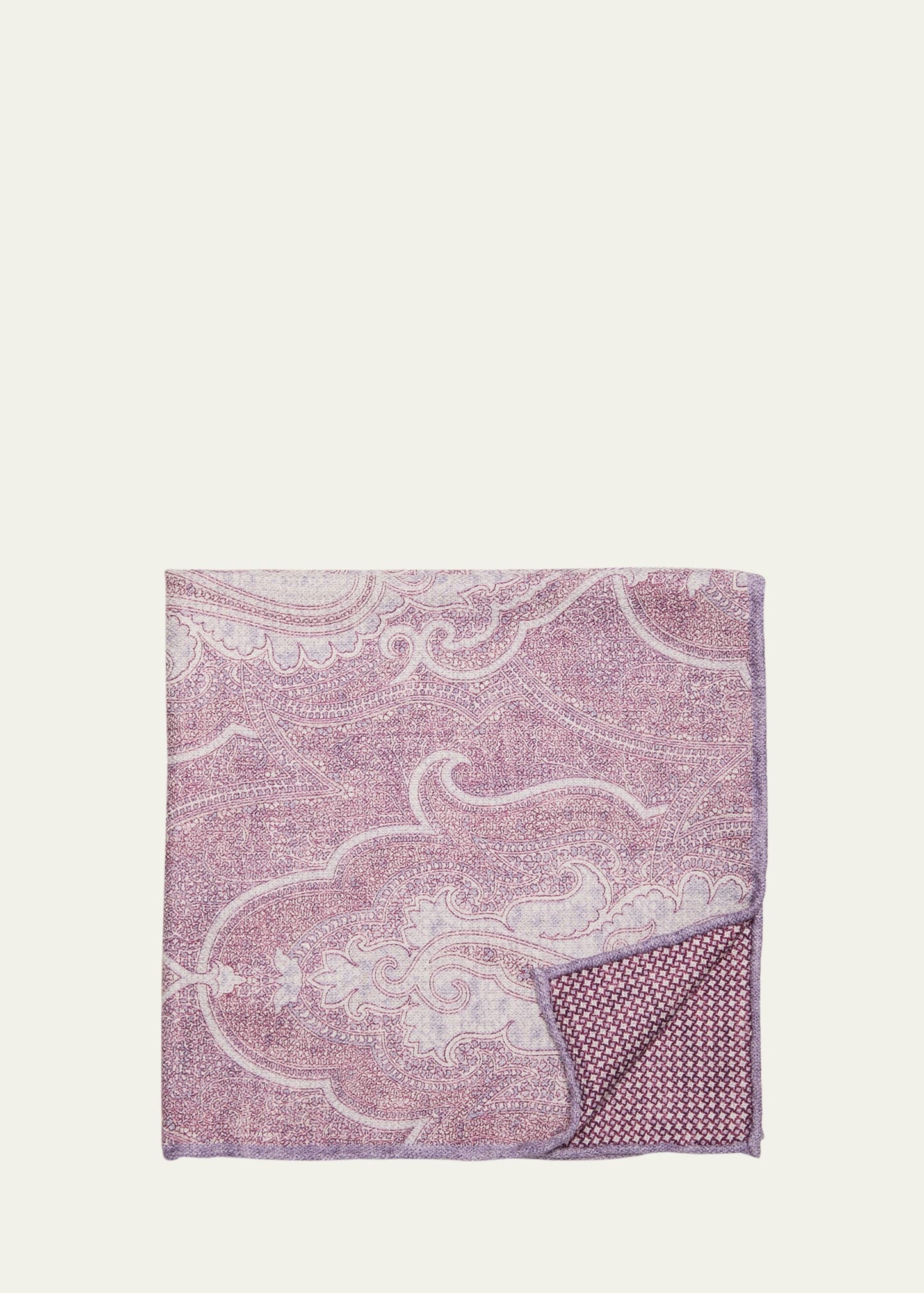 Men's Large Paisley-Print Silk Pocket Square - 1