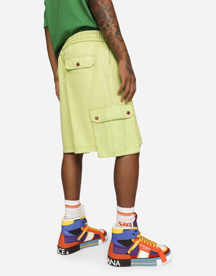 Coated cotton cargo shorts with tag - 5