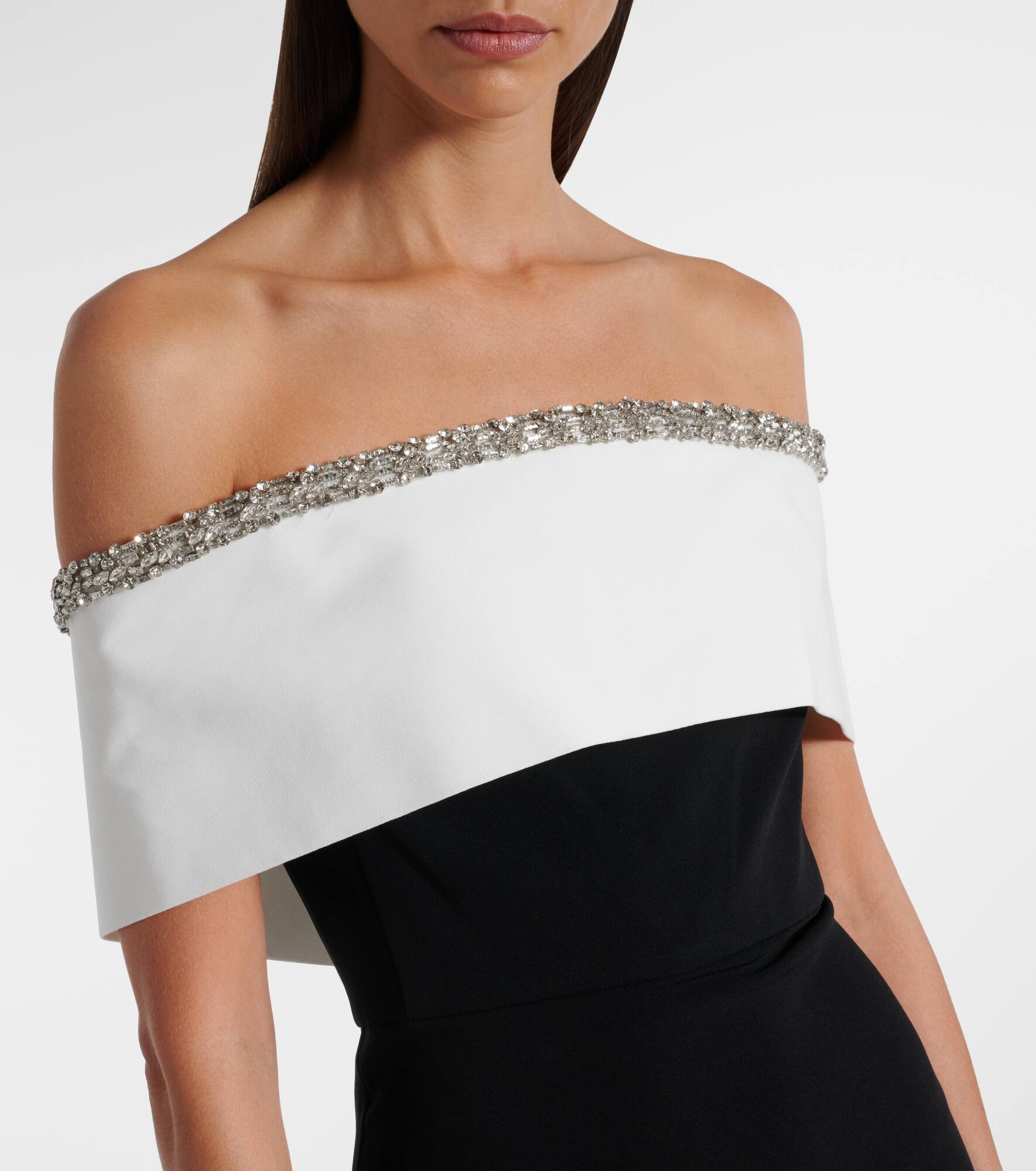 Embellished off-shoulder crêpe satin gown - 4
