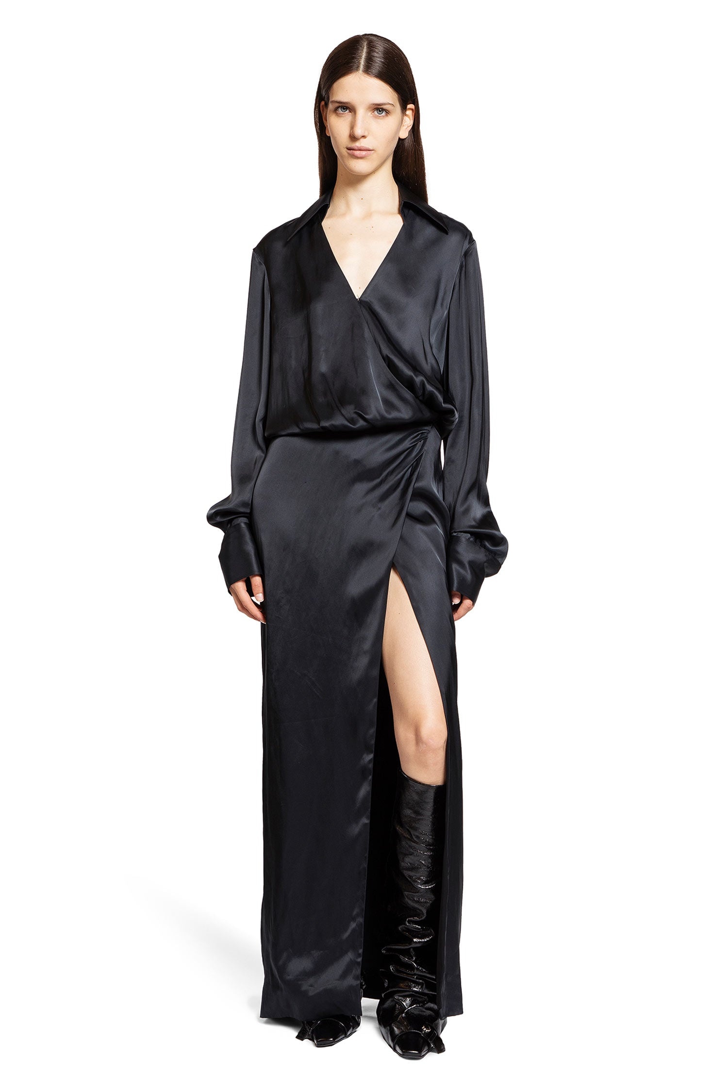 ワンピース THE ATTICO Long satin chemisier dress THE ATTICO Long-Satin-Shirt-Dress | antonioli | REVERSIBLE