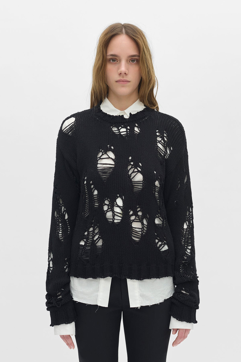 Digna Distressed Comfort Crew Neck Sweater 1