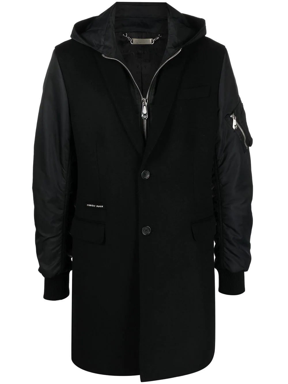 zip-up hooded coat - 1