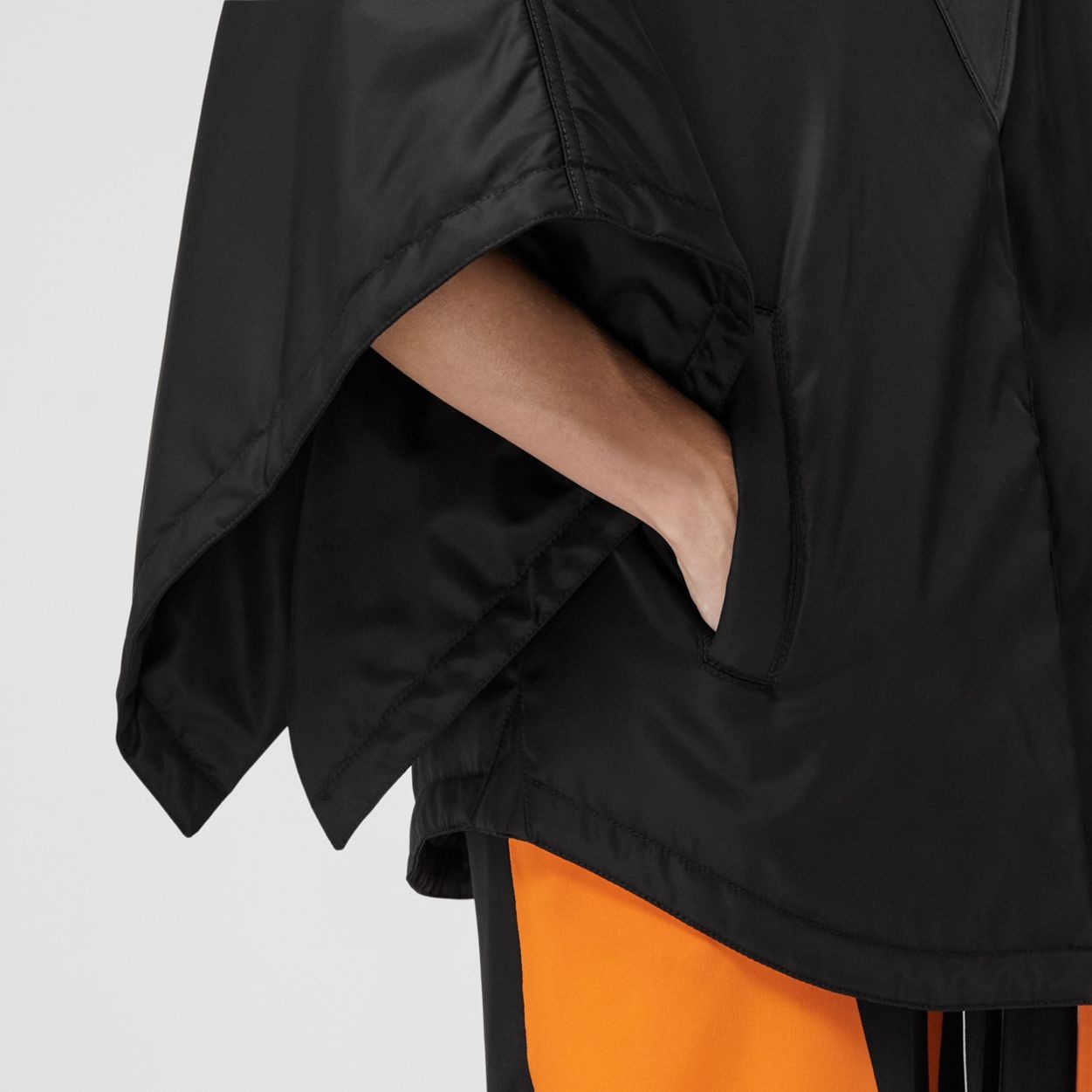Lambskin Panel Nylon Padded Cape - 2