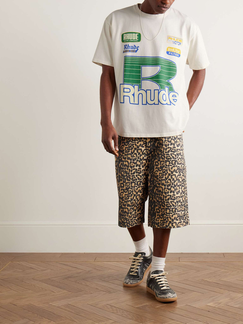Rhude Roadway Racing Printed Cotton-Jersey T-Shirt outlook