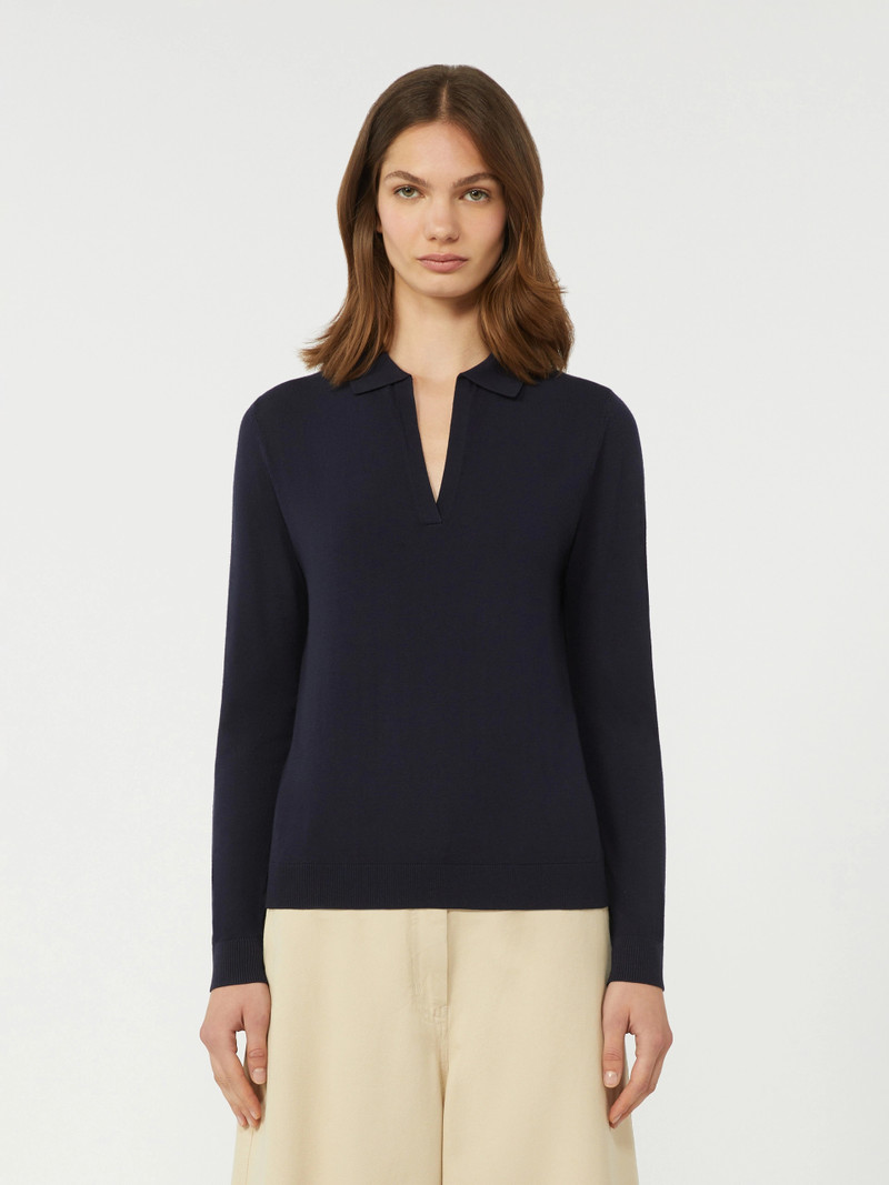 PALANCA Viscose polo-neck sweater - NAVY 3