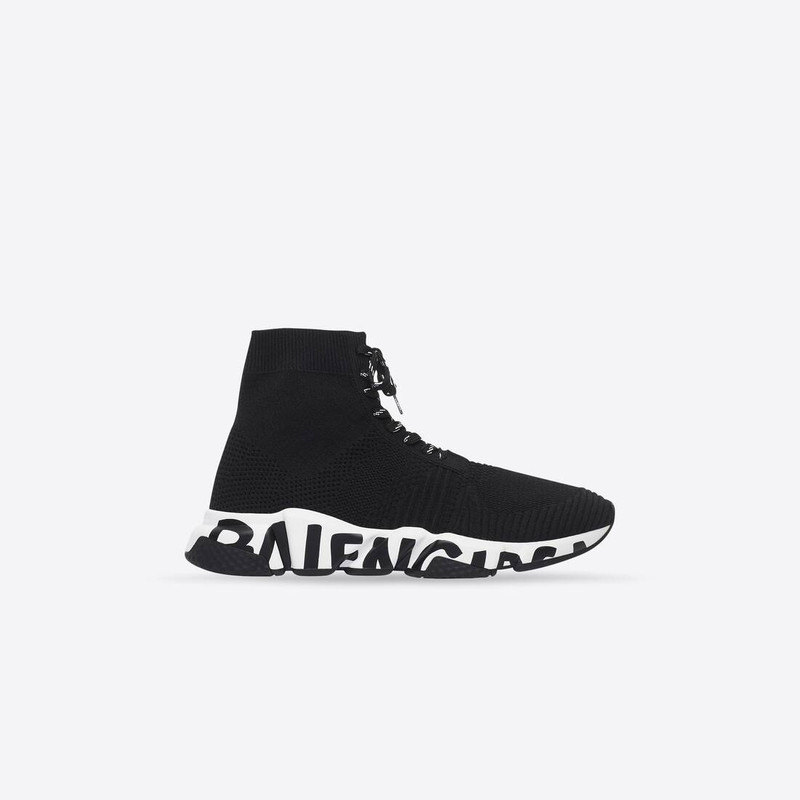 Men's Speed Lace Up Graffiti Sneaker in Black/white - 1