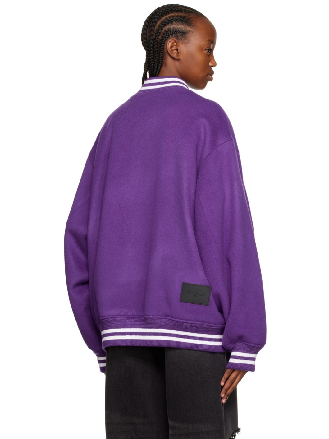 Purple Oversized Bomber Jacket - 3