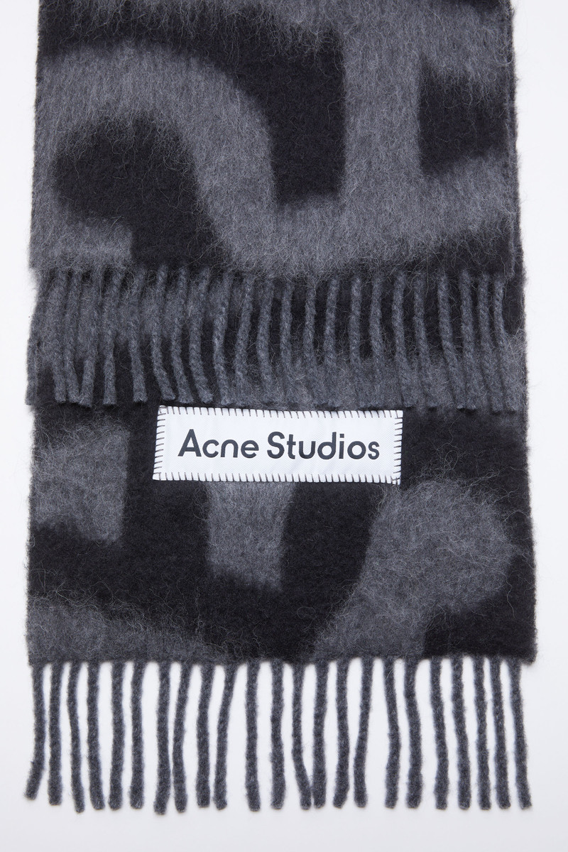 Scarf wool alpaca logo - Black/grey 4