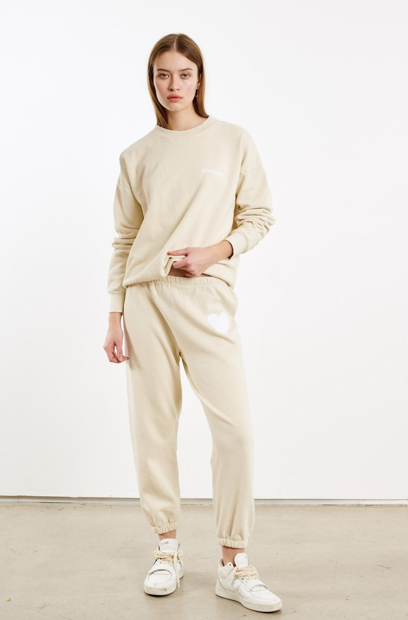 CREAM COTTON LOGO SWEATSHIRT - 2