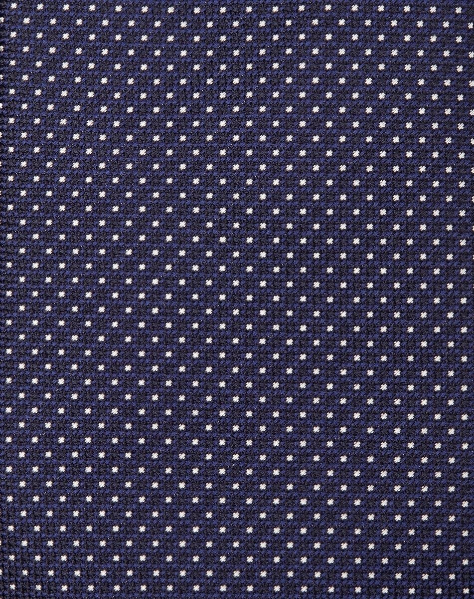 Blue silk tie with jacquard micro pattern - 4