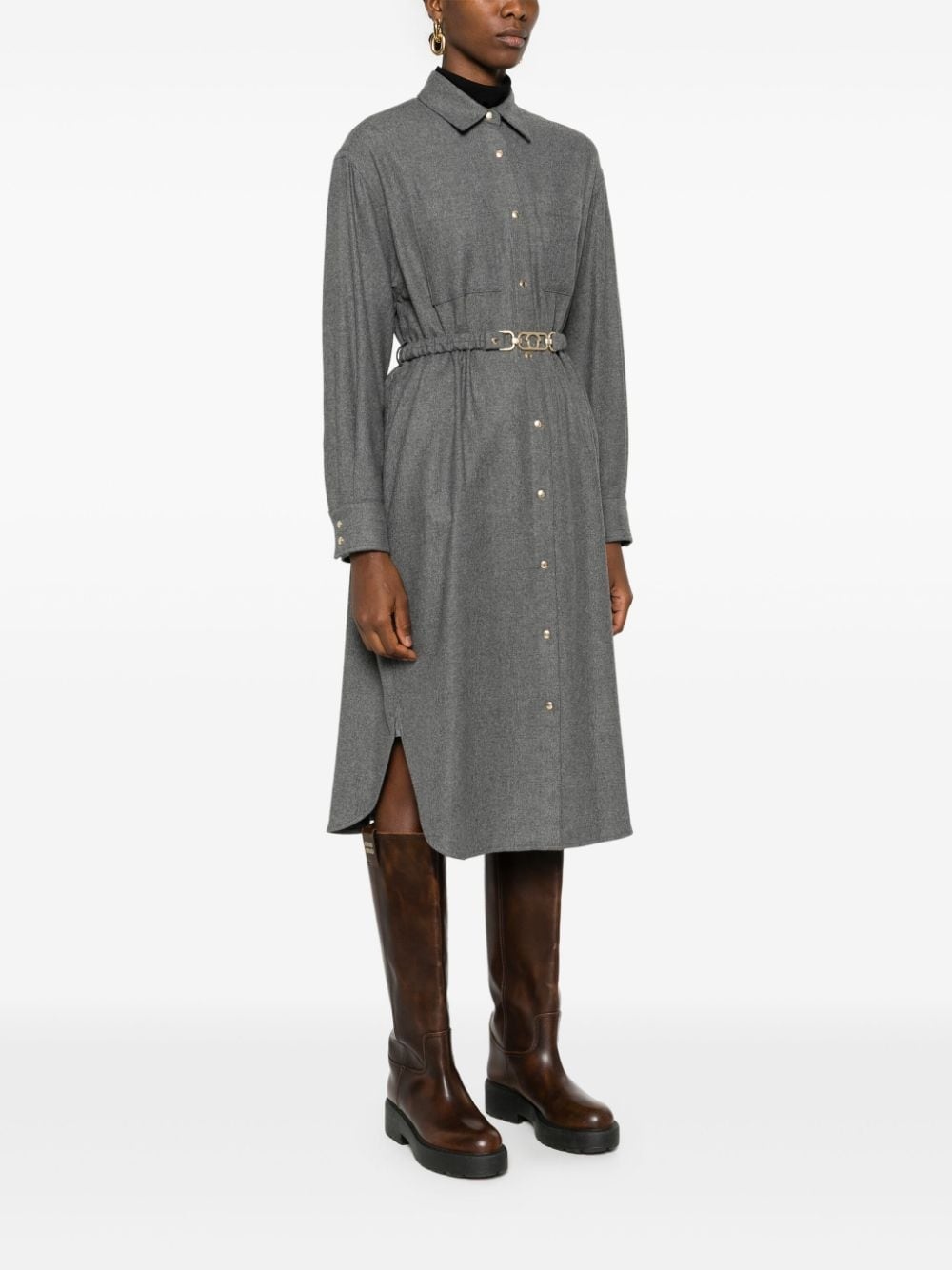 logo-patch shirt dress - 3