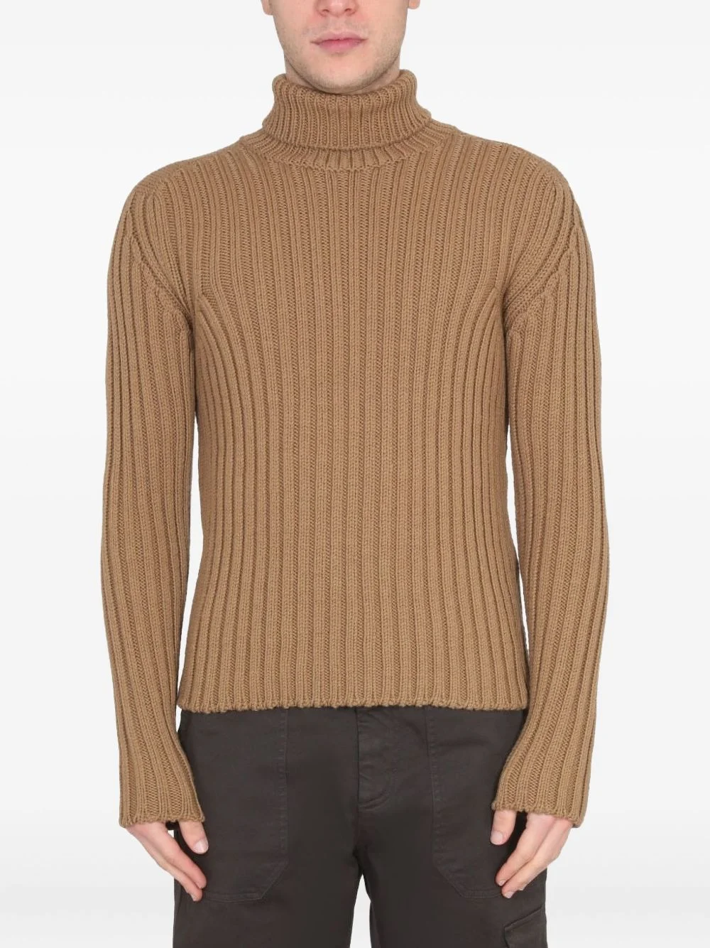 turtleneck ribbed sweater - 1