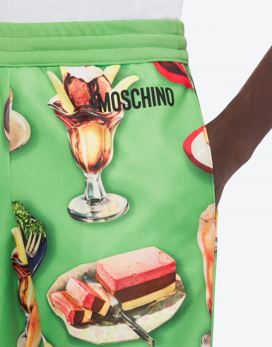FOOD PRINT COTTON BLEND BERMUDA SHORTS - 4