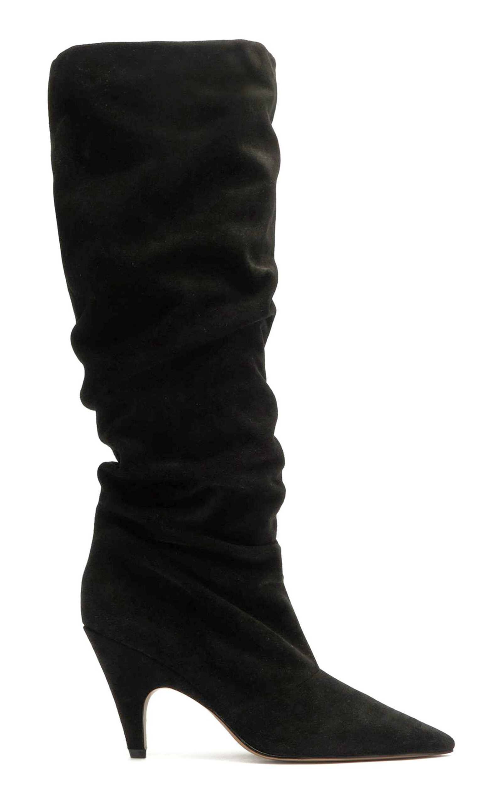 Tati Scrunched Suede Knee Boots black - 1