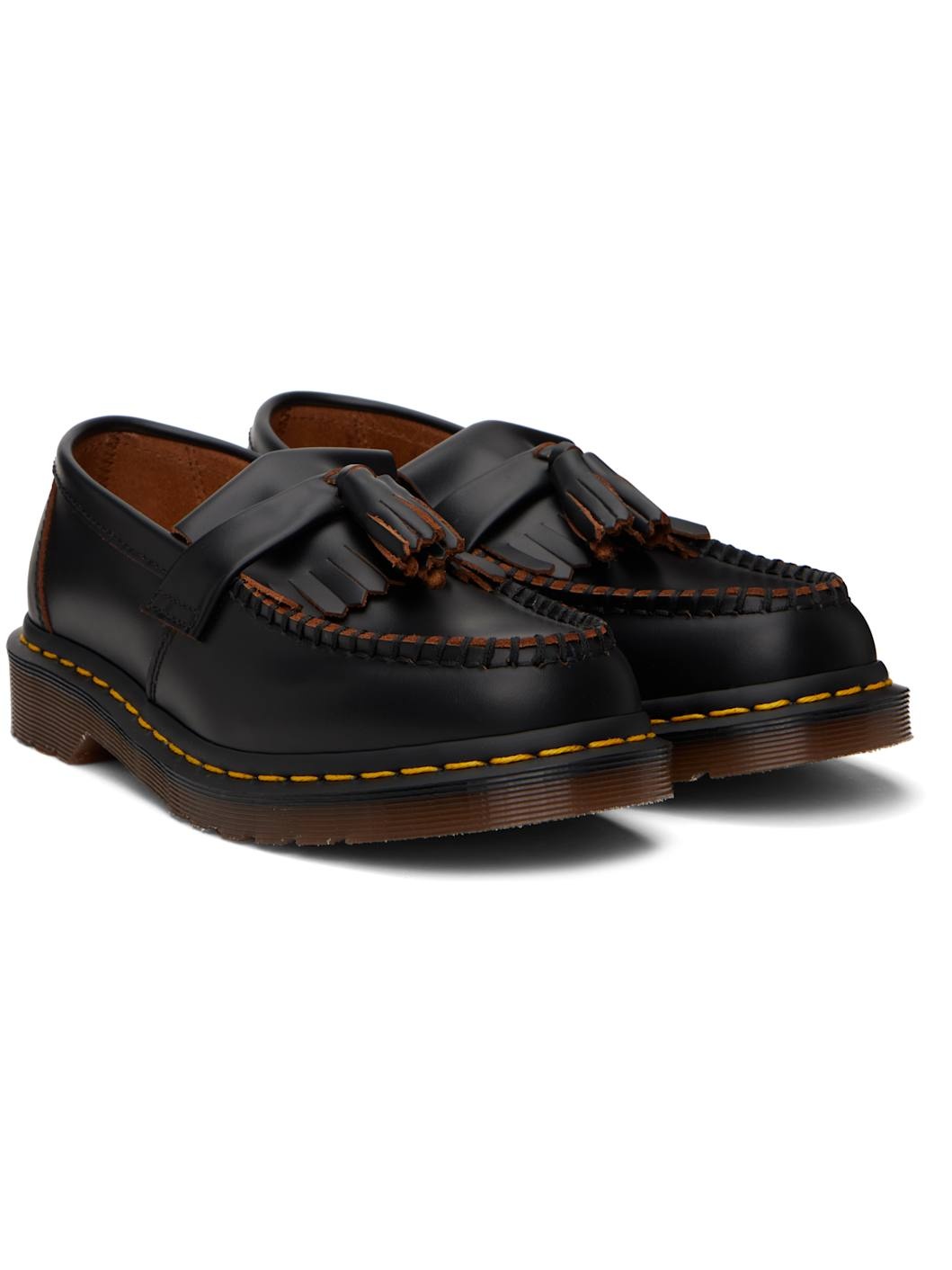 Black Adrian Made in England Quilon Leather Tassel Loafers - 4