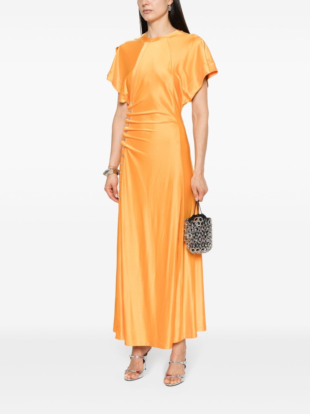 gathered short-sleeved maxi dress - 2