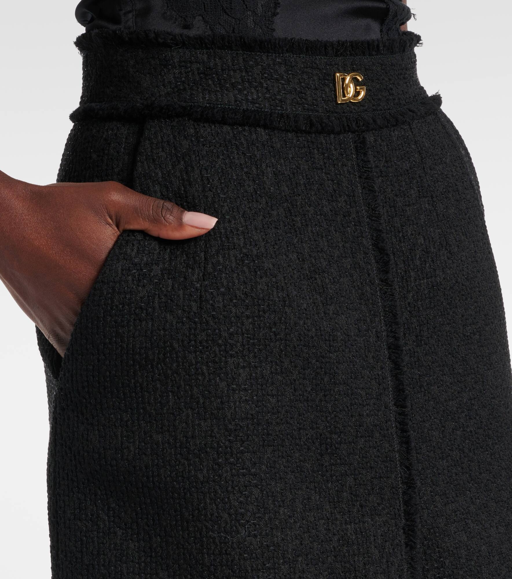 DG wool-blend tweed midi skirt - 4