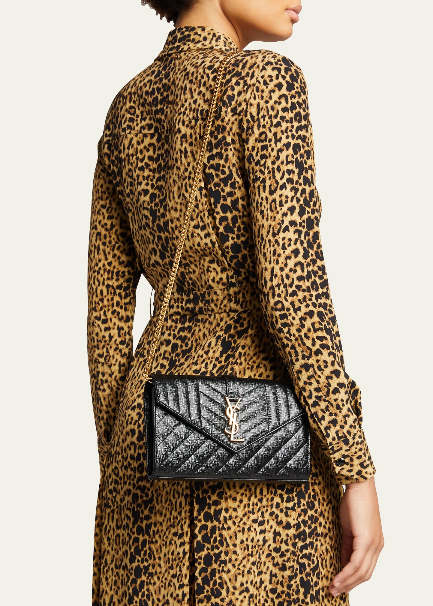 YSL Tri-Quilted Wallet on Chain - 2