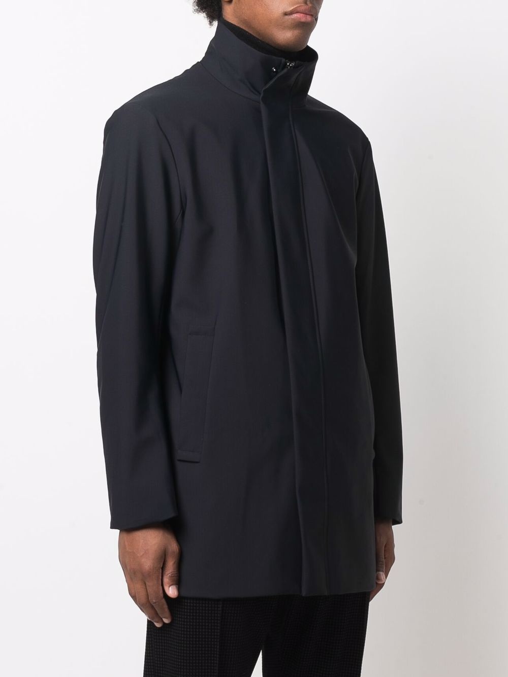 high-neck mid-length coat - 3